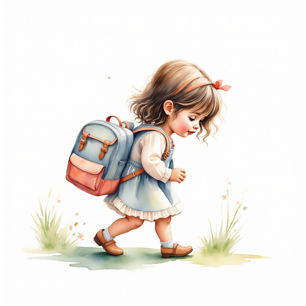 Show a little girl packing her backpack for school