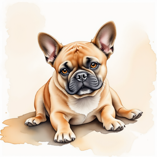 A caramel french bulldog and his owner comforts him.