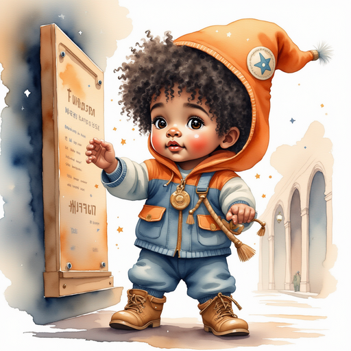 Show Zippy Zapata checking a mysterious inscription on a station wall. In the background, steam billows around tall, glowing arches