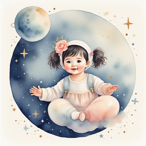 Grace on the moon, looking at the Earth from afar.