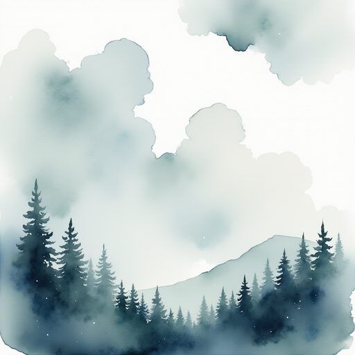 A gathering of thick gray clouds moves across the sky. In the background, the forest trees bend in the gusty wind.