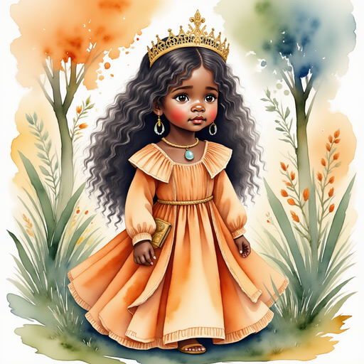Queen Neena bends down over a broken vine, looking worried. In the background, tall trees curl overhead like archways.