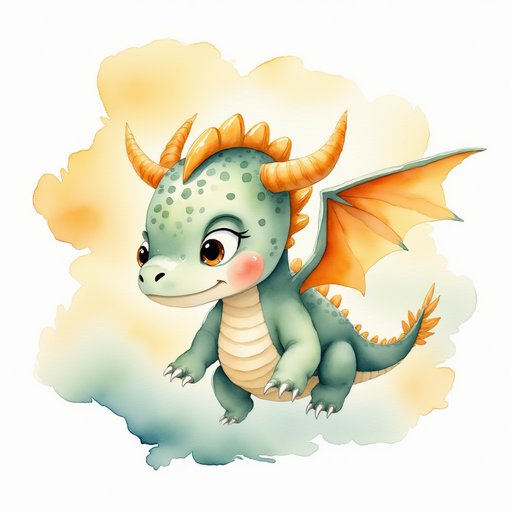 Ember Flare swooping through the sky with bright, inquisitive eyes In the background, drifting clouds glow from the setting sun