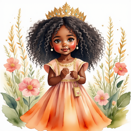 Show Queen Neena picking up small sticks next to the flowers. In the background stands tall, magical flowers.