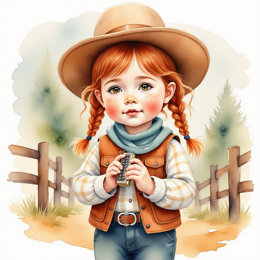 Calamity Kate gripping the harmonica while looking determined In the background, a wooden fence near the stable