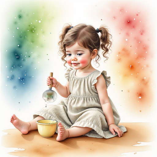 Sofia cleaning up the rainbow dust