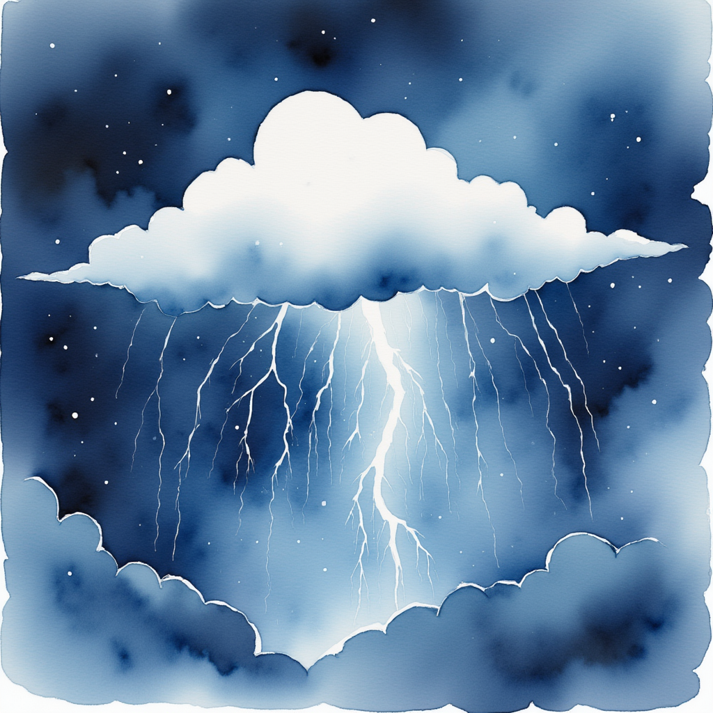 A rain cloud with lightning