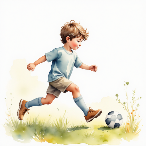 Diego playing soccer with an imaginary ball.