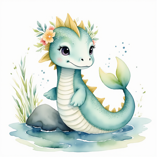 Nessie Sparkles leaning forward with a determined expression. In the background, water splashing softly around large rocks