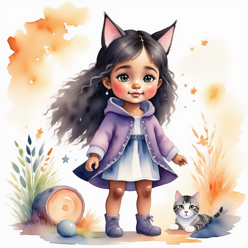 Luna - who is black - is standing with her cape rustling softly In the background, vines curl around a mossy log