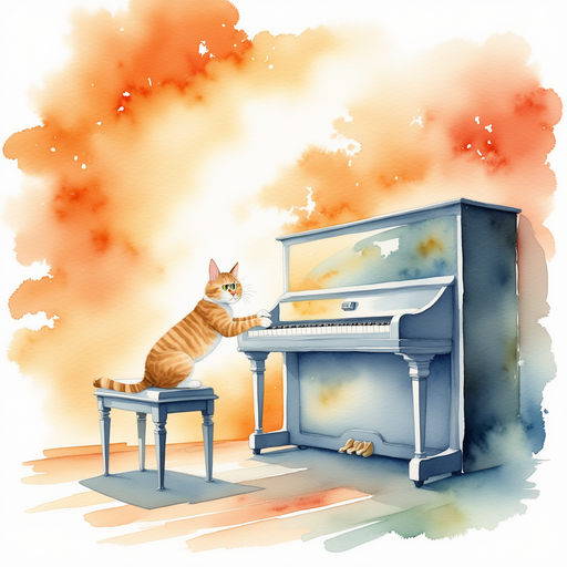 Luna struggling to play the piano