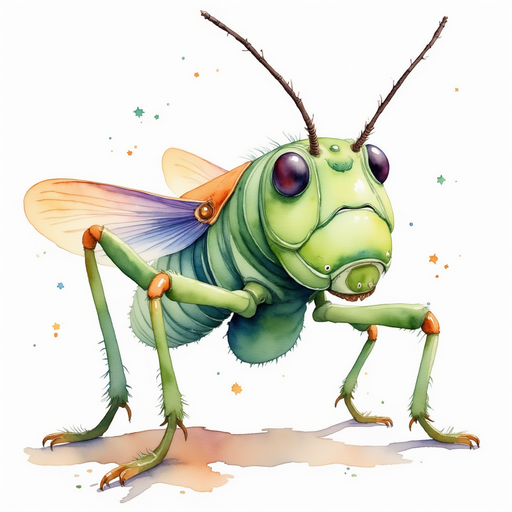 Buzzywhirl carefully picks up a small gear with his front legs. In the background, moving metal arms gently clang together.