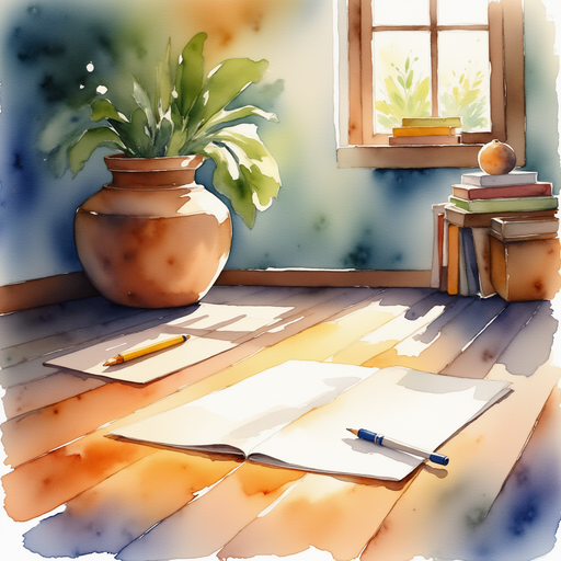 An open note glowing on the floor. In the background, a little window letting in morning light.