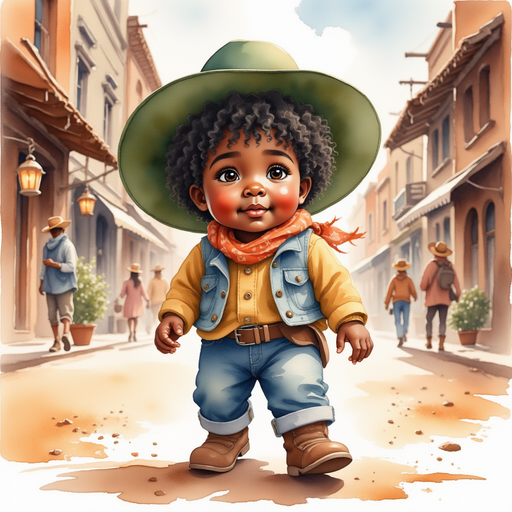 Show Cactus Cody - who is black - is leaning drowsily on his horse, guiding it carefully along the dusty main street. In the background, lanterns flicker outside storefronts.
