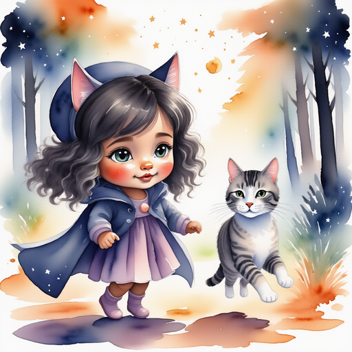 A close-up of Luna - who is black - is smiling at the moonbeams that fall across her face In the background, glowing trees shimmer softly
