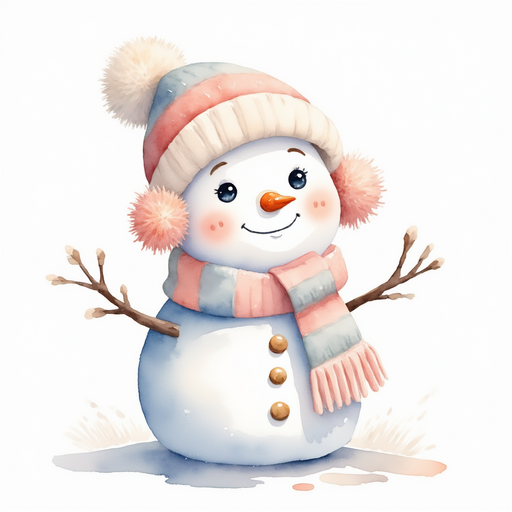 Frostyline Fable smiling with twig arms raised. frosty ranch path
