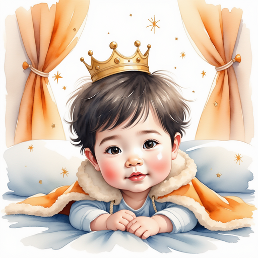 Show King Doodle Bum lying on the bed with a slight pout. In the background, tall curtains dance by the window.