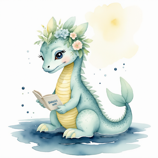 Nessie Sparkles sits on a rock, thinking of a favorite book. In the background, swirling mist