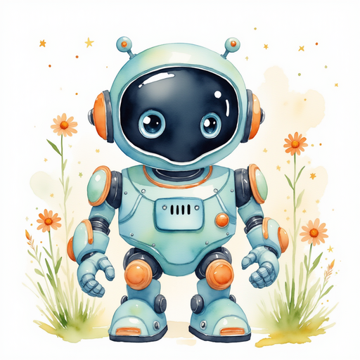 Blinky Sparx presses a shiny button. In the background, daisies flutter in the wind.