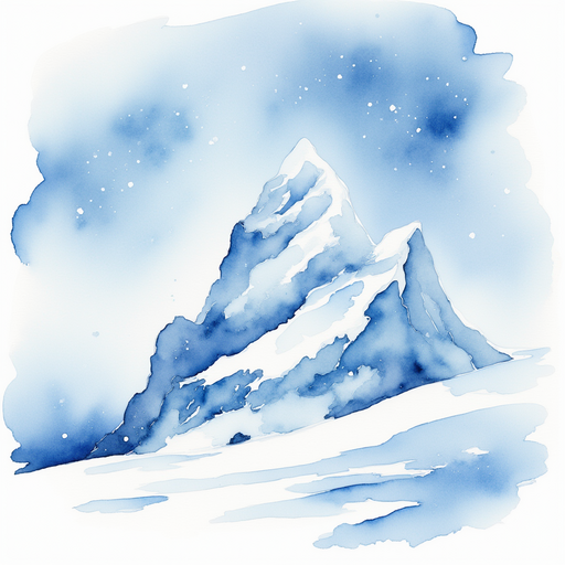 The tall, icy hill covered in shining frost In the background, swirling snow clouds