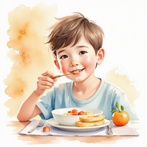 Lee brushing his teeth and eating breakfast.