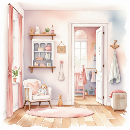 Grace's room with the costumes neatly arranged and Whiskers peeking in from the door.