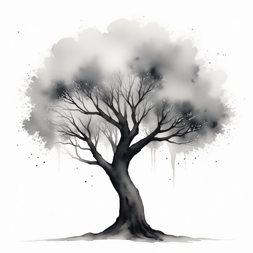 A black and white talking tree
