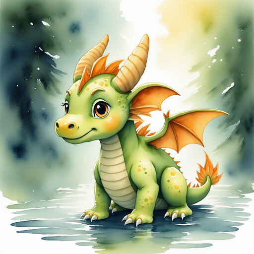 Ember Flare crouches low, gently placing a claw on the unmoving water. In the background thick mist drifts between dark trees