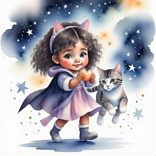 Luna holds her hands over her heart. In the background, the sky is filled with stars.