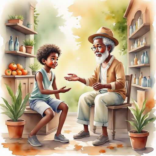 An old shopkeeper handing the shiny puzzle to Michael.