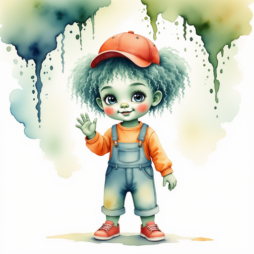 Zigzag Zander stands under a wavy tree, waving hello. In the background, fluffy clouds float gently.