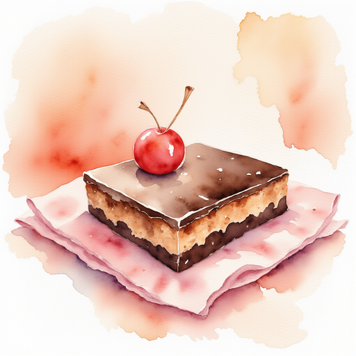 A half-eaten chocolate bar lying on a fluffy candy pillow In the background, sugary bedspread