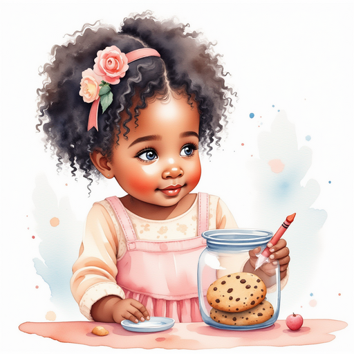 Ava pulling a red crayon out of a cookie jar.