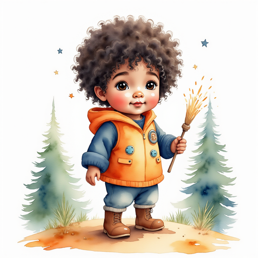 Zippy stands on a small hill holding a magical wand. In the background, tall pine trees