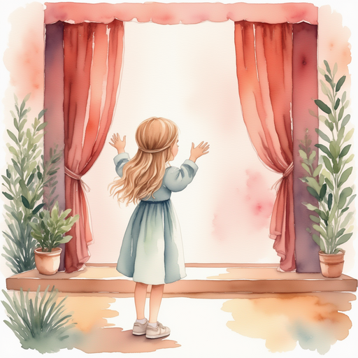 Vivian setting up a theatre stage with props