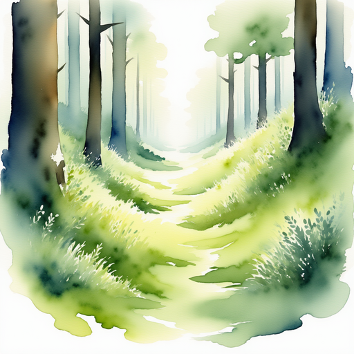 The soft, glowing moss spreads across the ground. In the background are tall tree trunks.
