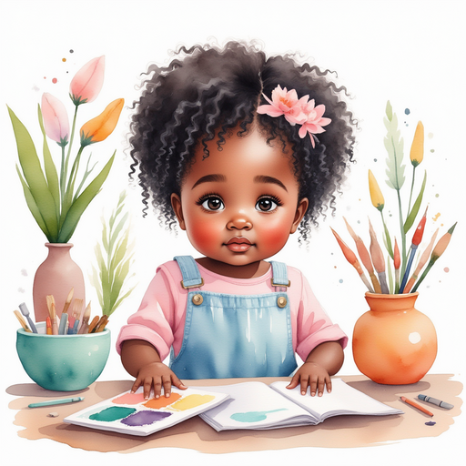 Ava looking worried, surrounded by her scattered art supplies.