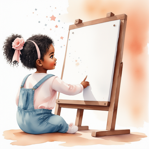 Ava looking at the blank drawing board in surprise.