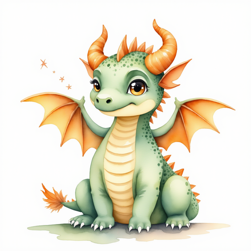 Ember Flare stands calmly with folded wings. In the background, a soft breeze.