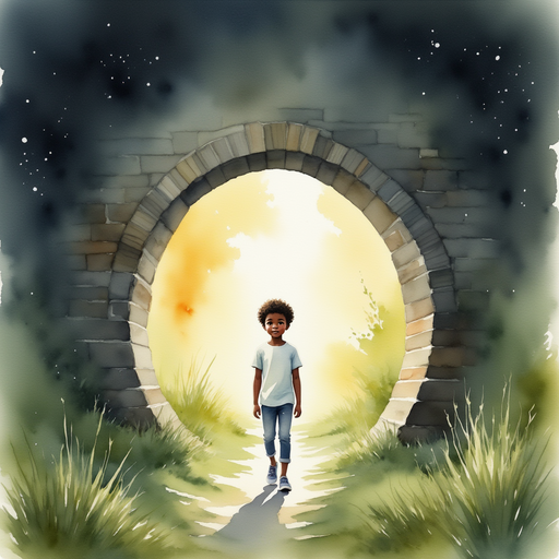 Michael walking out of the dark tunnel, looking relieved.