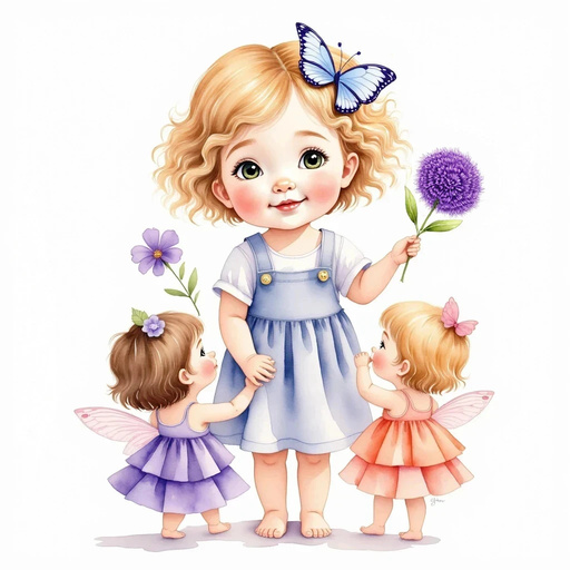 A vibrant purple flower with a sweet scent freshly picked by Rose. The dancing fairies singing nearby in the magical woodland.