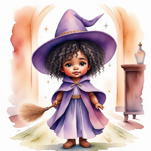 Willow Charms- who is black - stands with her wand lowered, looking thoughtful. In the background, a patterned carpet stretches down the hall.