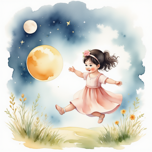 Grace trying to dance but struggling due to the moon's gravity.