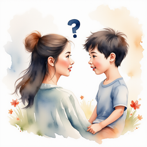 Female Asian mother is questioning young Asian male brother