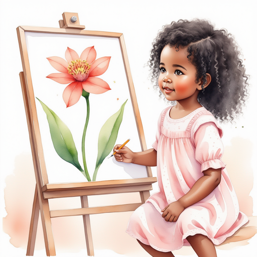 Ava drawing a blooming flower on the board.