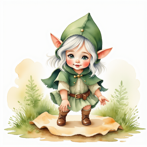 Flicker Sparkleaf points at the map spread on the ground, eyes shining with excitement. In the background, soft moss covers the forest floor.