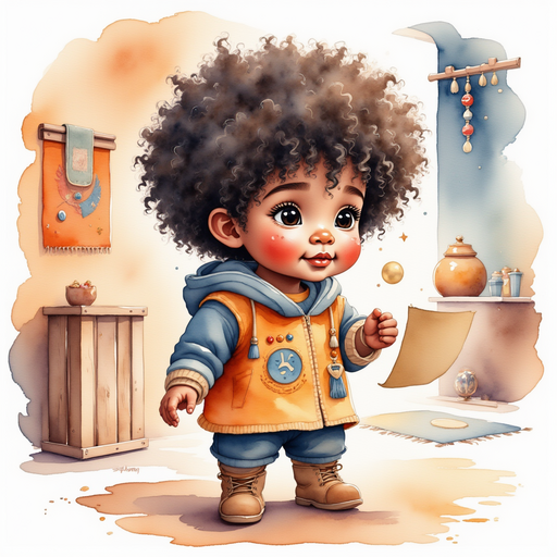 Zippy Zapata examines a small clue written on parchment. In the background, wooden crates and woven rugs on display.