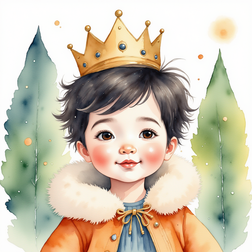 Show King Doodle Bum holding a tiny bell. In the background stand tall green trees.