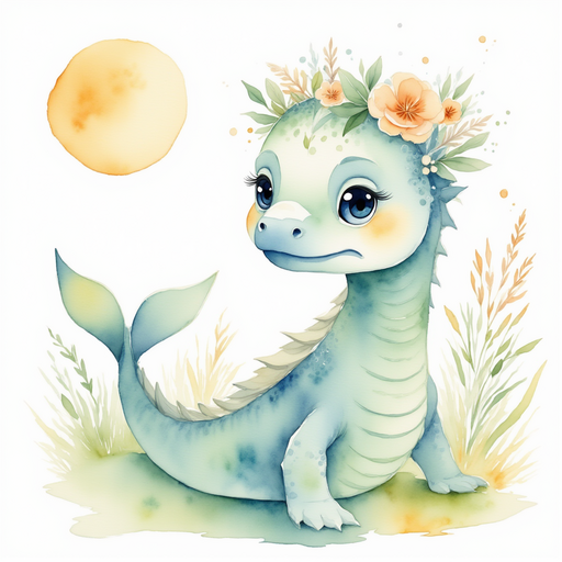 Depict Nessie Sparkles gazing at the horizon, her eager eyes filled with wonder. In the background, the gentle sun glitters against rippling prairie grass