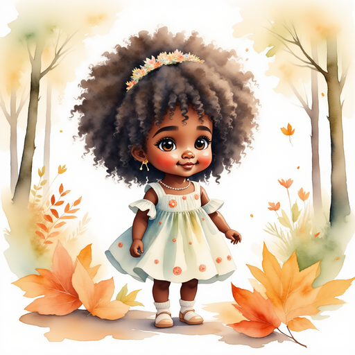 A swirling cluster of fallen leaves, described in the text_body, twisting around Princess Zoombella’s - who is black - feet. In the background tall shadows of branches crisscrossing